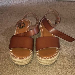 Faux Leather Platform Wedge Sandal